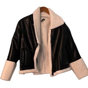 Black Leather Fur Jacket!